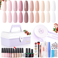 Gellen Gel Nail Polish Starter Kit with UV Lamp, 10 Colors Nudes Pink Peach Gel Polish with 36W Nail Lamp Top & Base Coat Nail Tools Manicure Set & Storage Box, All-In-One Gel Nail Polish Kit