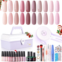 Gellen Gel Nail Polish Starter Kit with UV Lamp, 10 Colors Nudes Pink Brown Gel Polish with 36W Nail Lamp Top & Base Coat Nail Tools Manicure Set & Storage Box, All-In-One Gel Nail Polish Kit