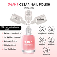Gellen Clear Pink Tint Base Coat Nail Polish, Nail Ridge Filler & Nail Strengthener for Weak Nails, Sheer Nail Repair Polish with Shea Butter, Vitamin E & Protein, HEMA TPO Free