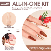 Gellen Gel Nail Polish Kit, 8 Nudes Pink Brown Colors Gel Polish Set With 36W UV Light Nail Dryer, 504Pcs Coffin Fake Nails Tips Glue Gel Nail Prep Kit, Gel Top and Base Coat, Manicure Tools