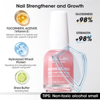 Gellen Clear Pink Tint Base Coat Nail Polish, Nail Ridge Filler & Nail Strengthener for Weak Nails, Sheer Nail Repair Polish with Shea Butter, Vitamin E & Protein, HEMA TPO Free