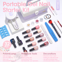 Gellen Gel Nail Polish Starter Kit with UV Lamp, 10 Colors Nudes Pink Peach Gel Polish with 36W Nail Lamp Top & Base Coat Nail Tools Manicure Set & Storage Box, All-In-One Gel Nail Polish Kit