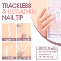 Gellen Gel Nail Polish Kit, 8 Nudes Pink Grey Colors Gel Polish Set With 36W UV Light Nail Dryer, 504Pcs Coffin Fake Nails Tips Glue Gel Nail Prep Kit, Gel Top and Base Coat, Manicure Tools