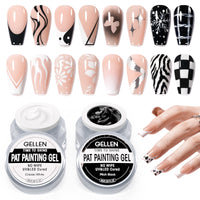 Gellen Black & White Nail Painting Gel, Metal Platinum Reflective Painting Gel Polish for Nails Drawing French-tip Floral Painted Liner Soak off UV/LED Cured for Salon DIY Nail Art