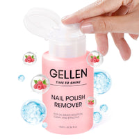Gellen Nail Polish Remover, 180ML Non Acetone Gentle Nail Polish Remover for Regular Nail Polish, Berry Scent Nail Polish Remover with Easy Push-down Pump, 6.34 fl oz