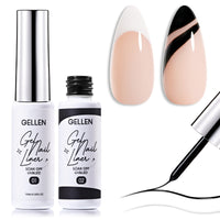 Gellen Gel Liner Nail Polish, 2 Colors Black White Nail Art Gel Nail Polish Set, Gel Polish Soak Off UV Cure Gel Built Thin Nail Brush Christmas Gifts for Women
