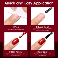 Gellen Nail Polish, Quick Air Dry 6 Colors Nail Lacquer Set Elegant Red Pink Nail Polish Set for Nail Manicure DIY Art Home, No UV Light Needed, 0.33 Fl.oz