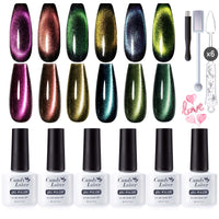 Candy Lover 9D Cat Eye Gel Nail Polish Kit, Quick Dry Gel Polish Sparkle Colors with 1 Magnet Wand, Soak Off UV LED Nail Polish Manicure Gift