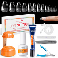 Candy Lover Gel Nail Tips Kit, 552 Pcs Short Balleria False Nail Tips Kit with 4-in-1 Nail Glue Gel and Nail Lamp, Acrylic Gel Nail Extension Kit, Nail Art DIY at Home Gift for Girls Women