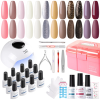 Candy Lover Gel Nail Kit with UV Lamp, 12 Colors Natural Quick Dry Long-Lasting Gel Polish Set, All-in-one Gel Nail Polish Kit Gift for Teen Girls Lady Women at Home Manicure Kit