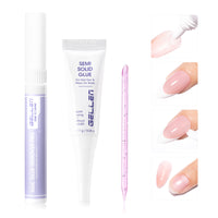Gellen Lamp-Free Semi Solid Nail Glue for Press on Nails, Soak off Gel Nail Glue Remover for False Acrylic Nails, Super Strong Gel Glue Quick Removal Kit