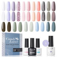 Candy Lover Gel Nail Polish Kit with Top Base Coats Matte Coat, Natural Quick Dry Long-Lasting Gel Nails, 16 Colors Modern Cool Collection Gel Nail Polish Set Gift