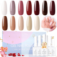 Perfect Summer Gel Nail Polish, 12 Colors Gel Polish Winter Red Brown Nude Soak Off UV Nail Polish Gel, Manicure DIY Salon Nail Art Gift for Women Girls