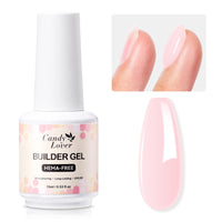 Candy Lover Nail Builder Gel, 7-in-1 Pink Builder for Nails, UV/LED Cured Rubber Base Coat Color Gel Polish Strengthener Thickening Extension Nail Shaping Rhinestone Glue in a Bottle for DIY Home
