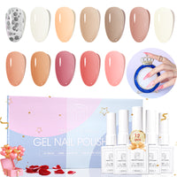 Perfect Summer Gel Nail Polish, 12 Colors Gel Polish Nude Pink Brown Soak Off UV Nail Polish Gel, Manicure DIY Salon Nail Art Gift for Women Girls