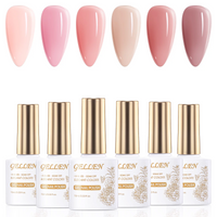 Gellen Jelly Gel Nail Polish Kit, 6 Transparent Nude Pink Colors Set, Soak off UV DIY Manicure Kit for Women