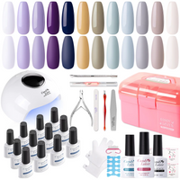 Candy Lover Gel Nail Polish Starter Kit with LED UV Light, 12 Colors Gel Polish, Natural Quick Dry Long-Lasting Gel Nail Polish Sets, Romance and Cool Series Nail Gel Kit Gift Girl Lady Women