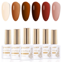 Gellen Jelly Gel Nail Polish Kit, 6 Transparent Brown Red Colors Gel Polish Set, Manicure and Nail Art DIY Gifts for Women