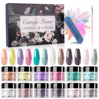 Candy Lover Dip Powder, 12 Colors Painted Dip Nail Powder Kit with Dust Brush and Nail File, Nail Art Spring Summer Series Dip Powder Nail Kit for Girls Women Manicure