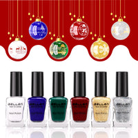 Gellen Nail Polish, Quick Air Dry 6 Colors Nail Lacquer Set Festive Xmas Nail Polish Set for Nail Manicure DIY Art Home, No UV Light Needed, 0.33 Fl.oz