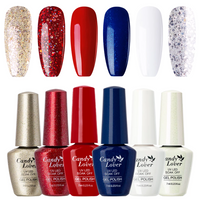 Candy Lover Gel Nail Polish Set, 6 Colors Gel Polish, Red White Blue Gloden Sparkle Glitter Gel Nail Colors, UV Nail Polish