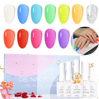 Perfect Summer Gel Nail Polish, 12 Colors Gel Polish Neon Rainbow Soak Off UV Nail Polish Gel, Manicure DIY Salon Nail Art Gift for Women Girls