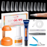 Candy Lover Gel X Nail Kit, 552 Pcs Full Cover Matte Fake Coffin Nail Tips Kit with 4-in-1 Nail Glue Gel and Nail Lamp, Acrylic Gel Nail Extension Kit, Gift for Girls Women