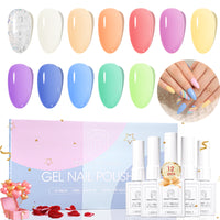 Perfect Summer Gel Nail Polish, 12 Colors Gel Polish Macaron Nude Sheer Soak Off UV Nail Polish Gel, Manicure DIY Salon Nail Art Gift for Women Girls