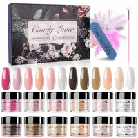 Candy Lover Dip Powder Nail Dip Powder Set, 12 Nail Dip Colors, Manicure Nail Art Dipping Powder Kit Creme Brulee Collection Nudes Pink Brown Nails Set