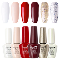 Candy Lover Gel Nail Polish Set, White Red Peach Golden Glitter Colors Gel Polish, UV LED Nail Polish, Nail Art Gift Set for Girls Women