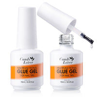 Candy Lover 15ML Nail Glue Gel for Nail Tips, UV Lamp Needed Clear Nail Gel As Base Gel, As Rhinestone Glue, As Nail Tips Glue for Press on Acrylic and False Nails