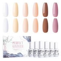 Perfect Summer Gel Nail Polish Set, Sweet Girly Yellow Milky Pink Browm Colors Gel Polish, UV Nail Gel Polish, Gift Set for Girls Women