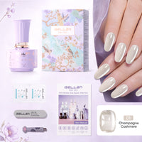 Gellen One Step Cat Eye Gel Nail Polish, 5-in-1 Magnetic Gel Polish Set, UV Lamp Needed Cured, No Base Top Needed, DIY Manicure for Women Beginners, 01 Milky Champagne Gold