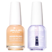Gellen Base & Top Coat Nail Polish Set, Nude Nail Ridge Filler & High Shine Top Coat Duo, Nail Strengthener for Weak Damaged Nails, Quick Dry Chip Resistant Clear Nail Polish, HEMA Free