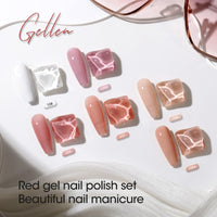 Gellen Nude Jelly Gel Nail Polish Set, 6 Colors White Nude Semi Sheer Gel Polish, No Wipe Soak Off UV Gel for DIY Nail Art Salon French Manicure, 10ml/0.33oz