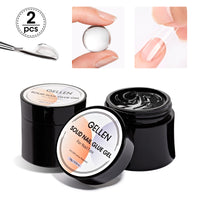 Gellen Solid Nail Glue Gel for Fake Nails, 2Pcs 15g Strong Solid Glue for Salon Nail Art UV/LED Cure Nail Prep for Press-on Nails
