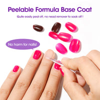 Gellen Gel Peelable Base and Glossy Top Coat Set, 2Pcs 18ML No Wipe Glossy Gel Top Coat, Clear UV Base Coat Gel Nail Polish, Soak Off Gel Base Top Coat Nail Art
