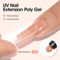 Gellen Poly Gel Nail Extension Gel, 60g Natural Nude Builder Nail Gel Long Lasting Trendy Nail Art Design for Salon Manicure Beginner Easy DIY