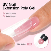 Gellen Poly Gel Nail Extension Gel, 60g Pink Nude Builder Nail Gel Long Lasting Trendy Nail Art Design for Salon Manicure Beginner Easy DIY