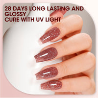 Gellen Glitter Gel Nail Polish, 18ml Pale Red Gel Polish No Wipe Soak Off Long Lasting Glossy UV Gel for Salon Manicure Nail Art, Christmas Gifts for Women Girls