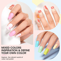 Nailshion Quick Air Dry Nail Polish Set, 16 Colors 10ML Macaron Nail Polish with Clear Base Top Coat and 35Pcs Remover Pads Spring Summer Regular Nail Lacquer Gift for Women Girls