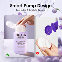 Gellen Nail Polish Remover, 180ML Non Acetone Gentle Nail Polish Remover for Regular Nail Polish, Wine Scent Nail Polish Remover with Easy Push-down Pump, 6.34 fl oz