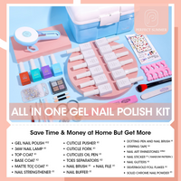 Perfect Summer Gel Nail Polish Kit with UV Lamp, Portable Nail Light Starter Kit with Storage Box 12 Nude Grey Pink Brown Colors, Top Base Coat Manicure Tools Gel Nail Art Kit, All-in-One Set
