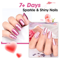 Gellen Nail Polish, Quick Dry 3 Colors Metallic Magenta Purple & Base Top Strengthener 3-in-1 Nail Polish Set Xmas Halloween Nail Polish Gift for Women Home Nail Art, No UV Light Needed, 0.33 Fl.oz