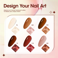 Gellen Jelly Gel Nail Polish Kit, 6 Transparent Brown Red Colors Gel Polish Set, Manicure and Nail Art DIY Gifts for Women