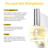 Gellen 15ml Nail Strengthener, Air Dry Clear Finish Nail Growth Strengthener for Thin Weak and Damaged Nails Repair Solution with Protein Keratin Calcium Nourish Nail Care Treatment, Ginger Scented