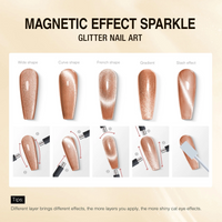 Cat Eye Gel Nail Polish Kit, Candy Lover 6 Brown Grey Yellow Holographic Glitter Fall Gel Nail Polish Colors with 2 Magnets, Magnetic Gel Nail Kit