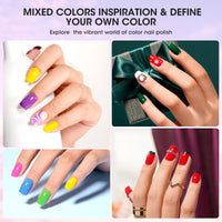 Nailshion Quick Air Dry Nail Polish Set, 16 Colors 10ML Rainbow Nail Polish with Clear Base Top Coat and 35Pcs Remover Pads Spring Summer Regular Nail Lacquer Gift for Women Girls