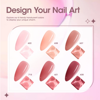 Gellen Jelly Gel Nail Polish Kit, 6 Colors Translucent Pink Sheer Nude Brown Starter Set, Gifts for Girls Women