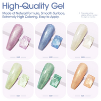 Gellen Pearl Gel Nail Polish Kit - Makaron Shimmer Gel Polish 6 Colors, Soak off Nail Gel Manicure Set 10ml